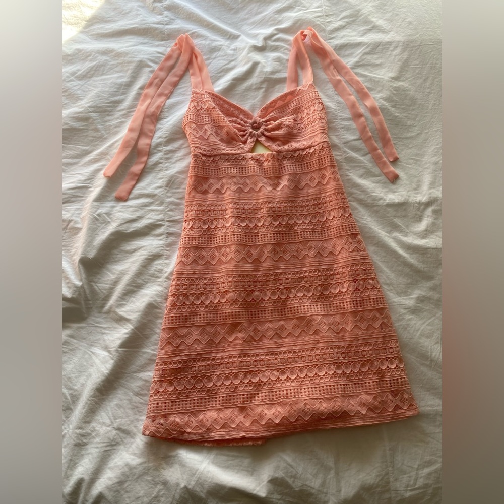 Coral pattern mini dress